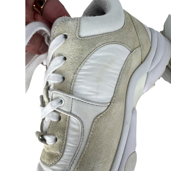 Chanel 2020 CC Logo Low Top Mixed Media Suede and Leather Nylon Chunky Sneakers - Picture 10 of 16